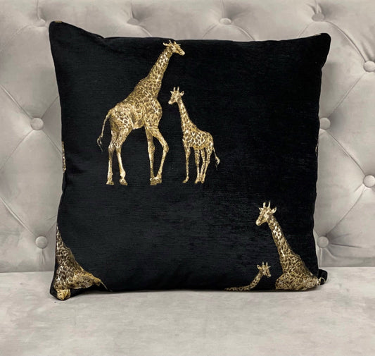 Black and Gold Giraffe Cushion Cover