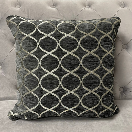 Charcoal Grey Geometric Trellis Cushion Cover