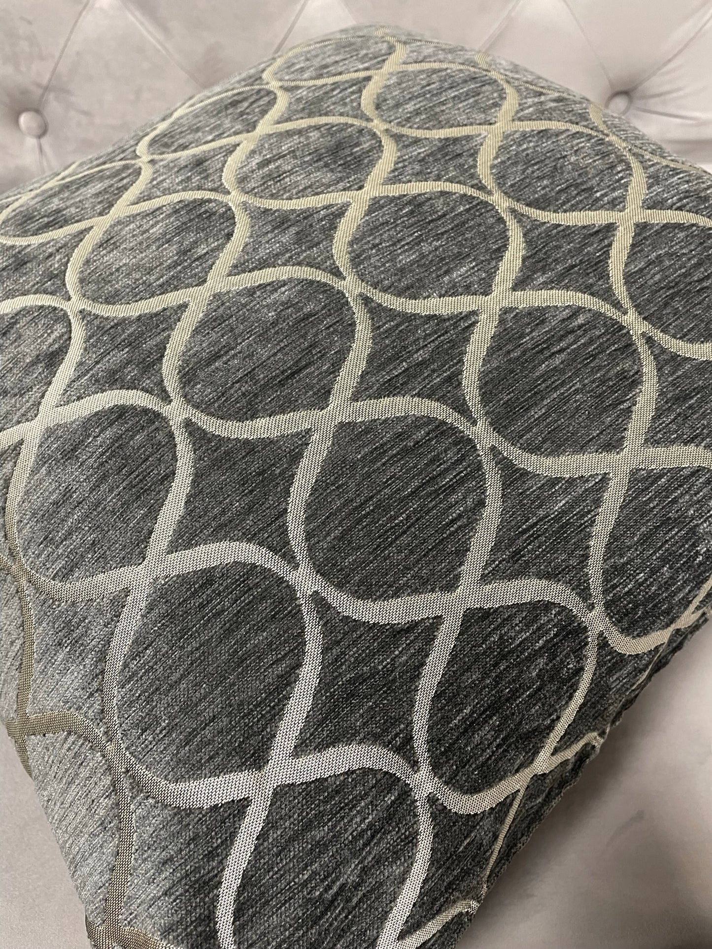 Charcoal Grey Geometric Trellis Cushion Cover