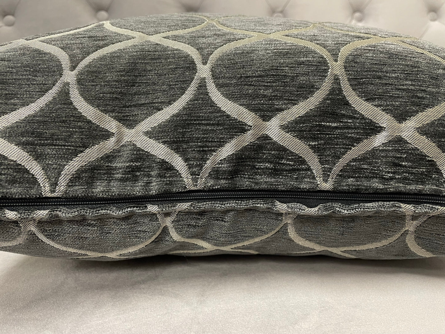 Charcoal Grey Geometric Trellis Cushion Cover