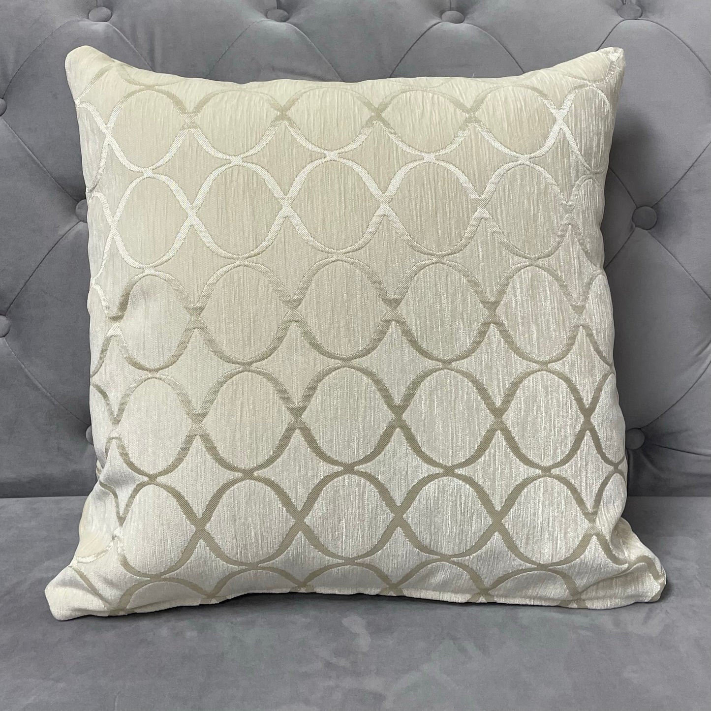 Cream Geometric Trellis Cushion Cover