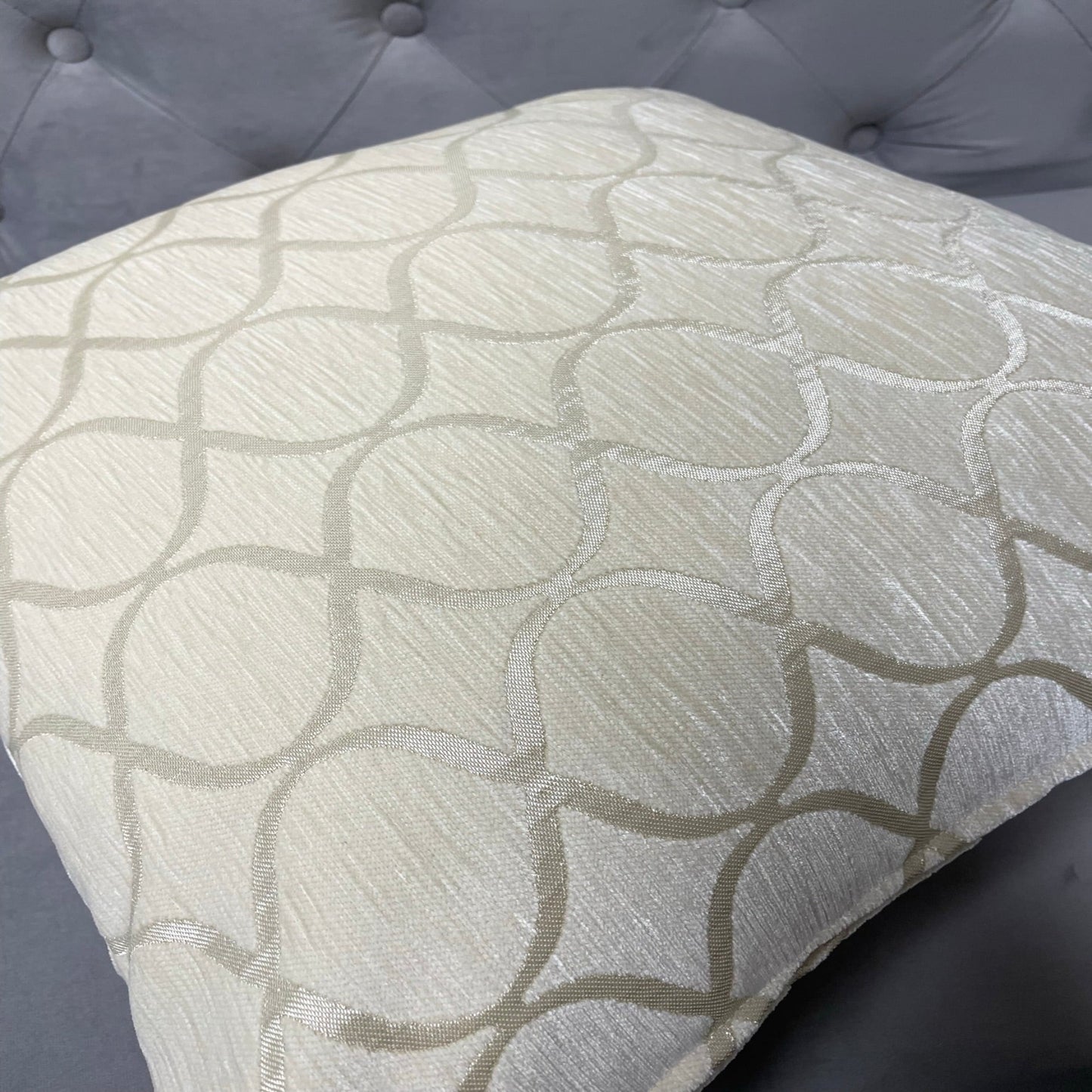 Cream Geometric Trellis Cushion Cover