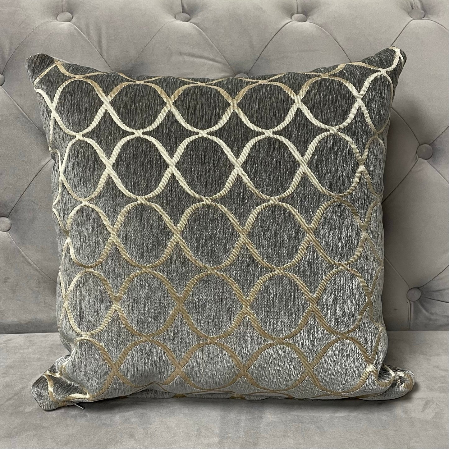 Dove Grey Geometric Trellis Cushion Cover