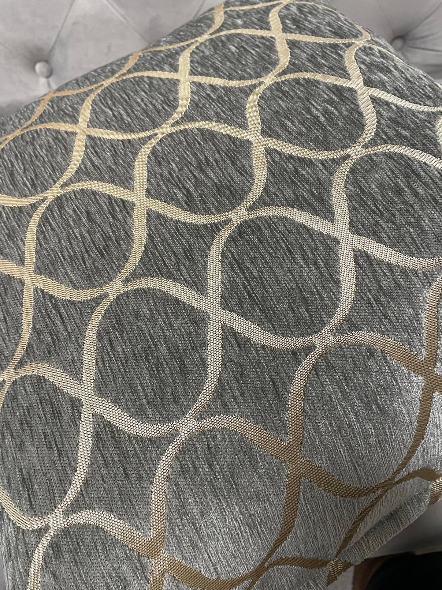 Dove Grey Geometric Trellis Cushion Cover