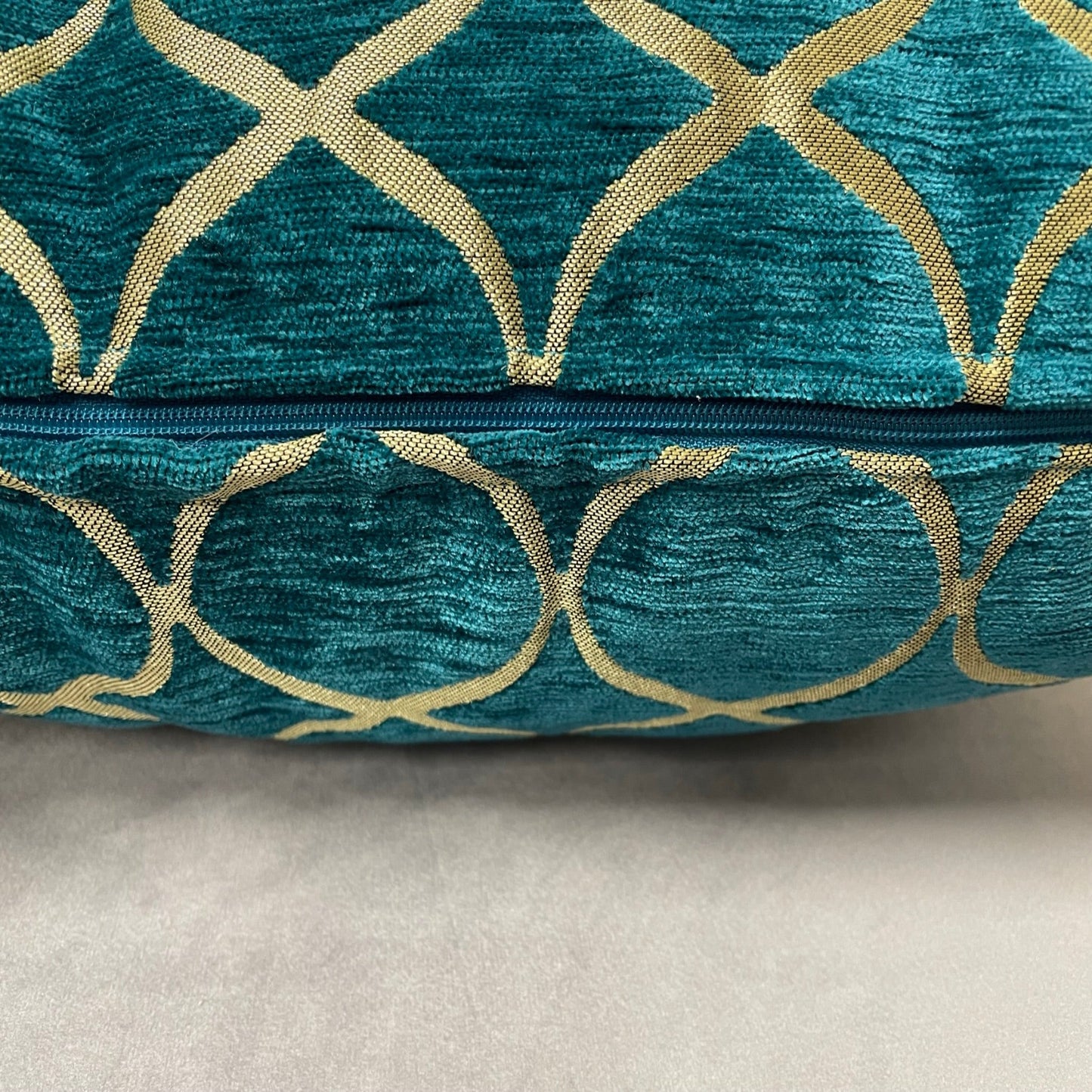 Teal Geometric Trellis Cushion Cover